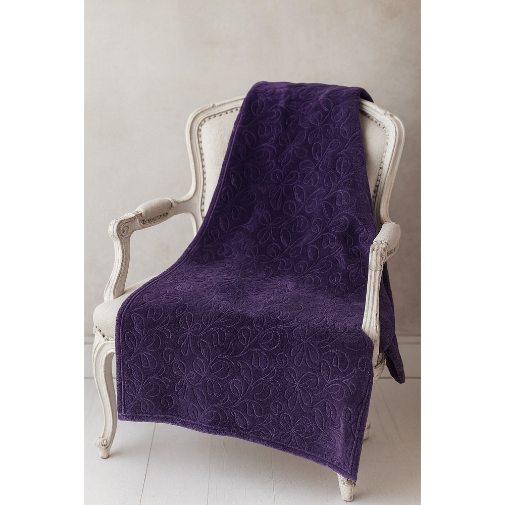 Cannon Plush Embossed Butterfly Pattern Throw Blanket Purple 68x50 Cozy#3009‎